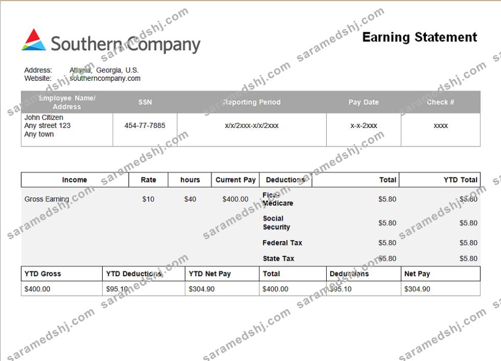 USA electric company employee sheet template